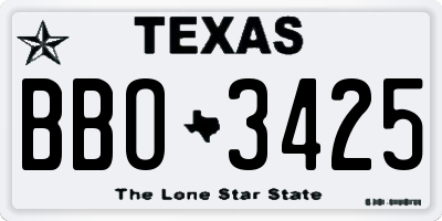 TX license plate BBO3425