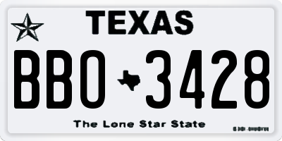 TX license plate BBO3428