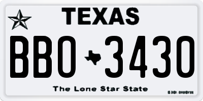 TX license plate BBO3430