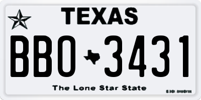 TX license plate BBO3431