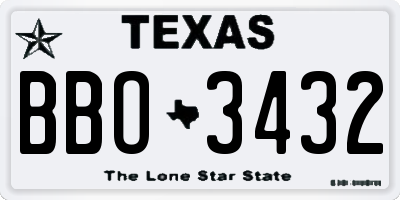 TX license plate BBO3432
