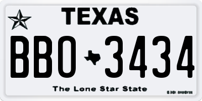 TX license plate BBO3434