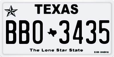 TX license plate BBO3435