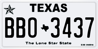 TX license plate BBO3437