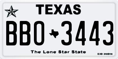 TX license plate BBO3443