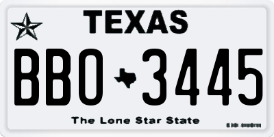 TX license plate BBO3445