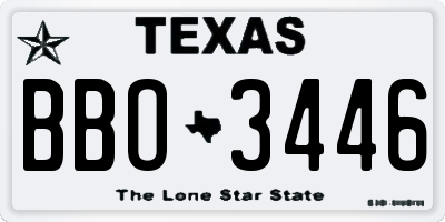 TX license plate BBO3446