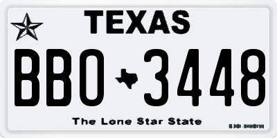 TX license plate BBO3448