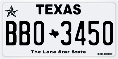 TX license plate BBO3450