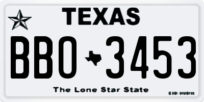 TX license plate BBO3453