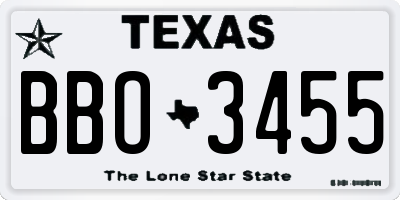 TX license plate BBO3455