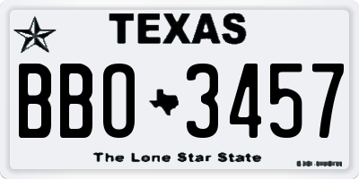 TX license plate BBO3457