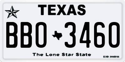 TX license plate BBO3460