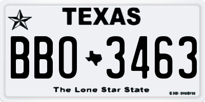 TX license plate BBO3463