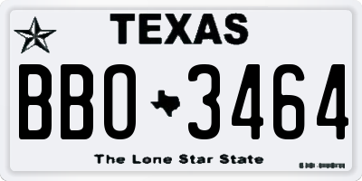 TX license plate BBO3464