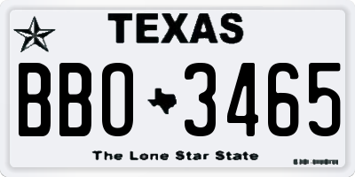 TX license plate BBO3465
