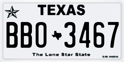 TX license plate BBO3467