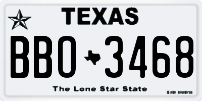 TX license plate BBO3468