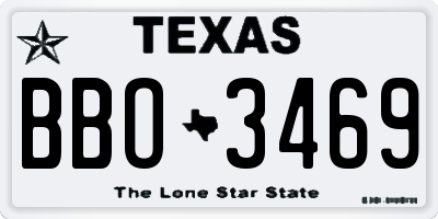 TX license plate BBO3469