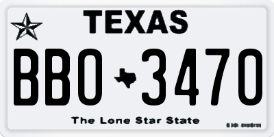 TX license plate BBO3470
