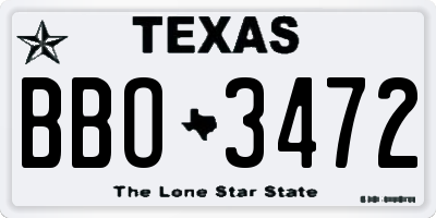 TX license plate BBO3472