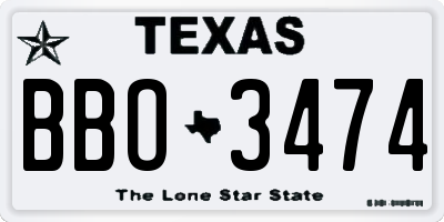 TX license plate BBO3474