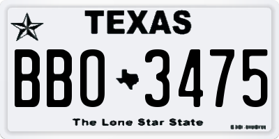 TX license plate BBO3475