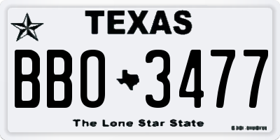 TX license plate BBO3477