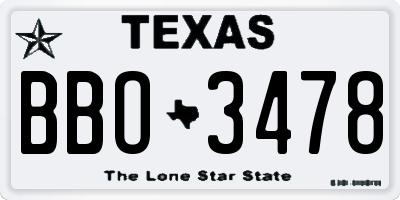 TX license plate BBO3478