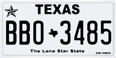 TX license plate BBO3485