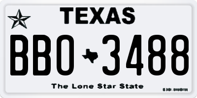 TX license plate BBO3488