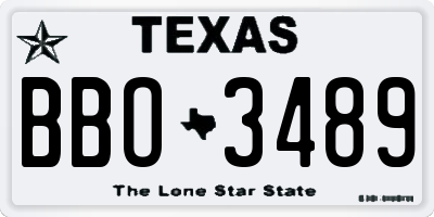 TX license plate BBO3489