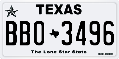 TX license plate BBO3496