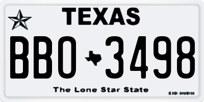 TX license plate BBO3498