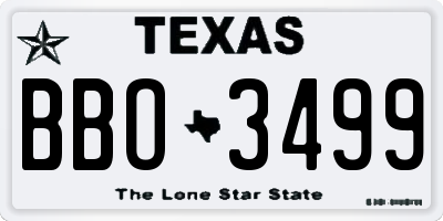 TX license plate BBO3499