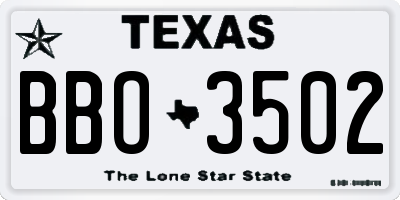 TX license plate BBO3502