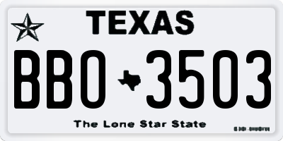 TX license plate BBO3503