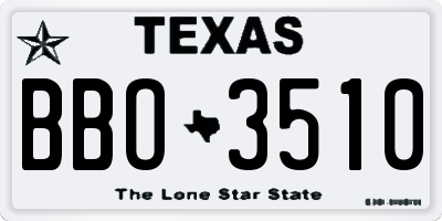 TX license plate BBO3510
