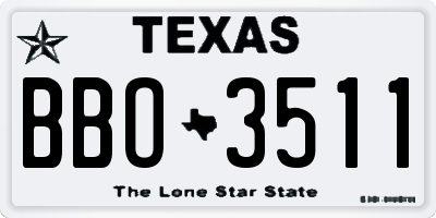 TX license plate BBO3511