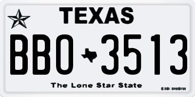 TX license plate BBO3513