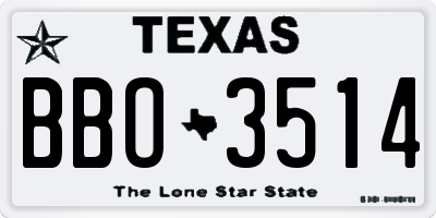 TX license plate BBO3514