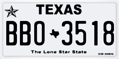 TX license plate BBO3518