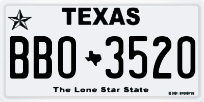 TX license plate BBO3520