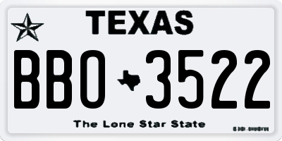 TX license plate BBO3522