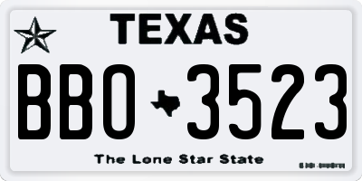 TX license plate BBO3523