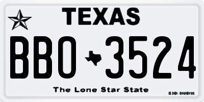 TX license plate BBO3524