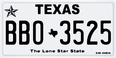 TX license plate BBO3525