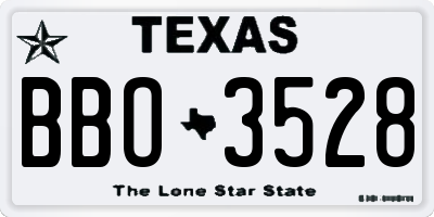 TX license plate BBO3528