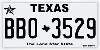 TX license plate BBO3529