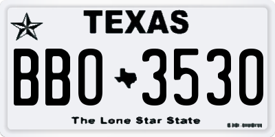 TX license plate BBO3530